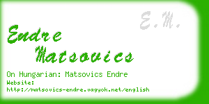 endre matsovics business card